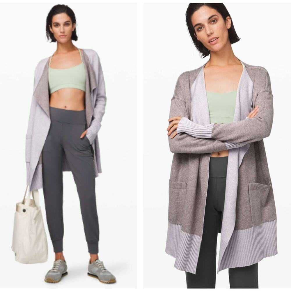 LULULEMON Still Lotus Wrap Reversible Heather Silver Lilac Frost Mulberry Med T9